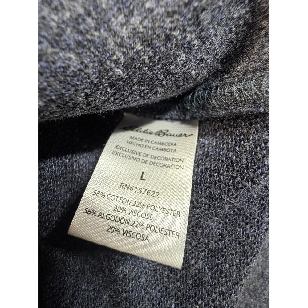 Eddie Bauer‎ Mens Lounge Sweatshirt Large Blue Heather Raglan Crewneck Fleece L - Picture 4 of 7